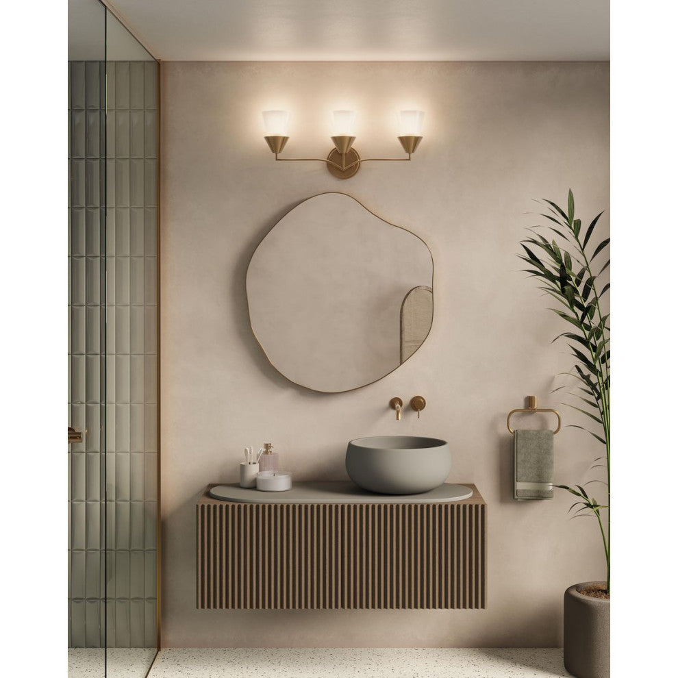 Pinellas Collection Three-Light Contemporary Vanity Light, Soft Gold