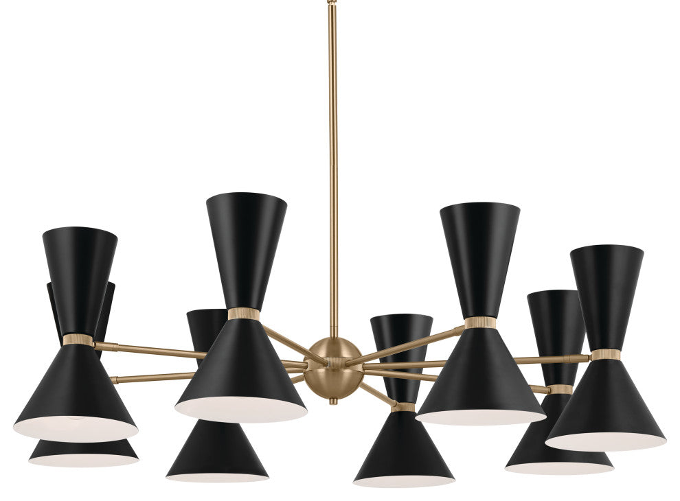 Phix 16 Light Chandelier 1 Tier Large, Champagne Bronze and Black