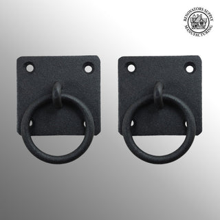 Renovators Supply 2 Pack Black Cast Iron Ring Cabinet pull Square Backplate Pull