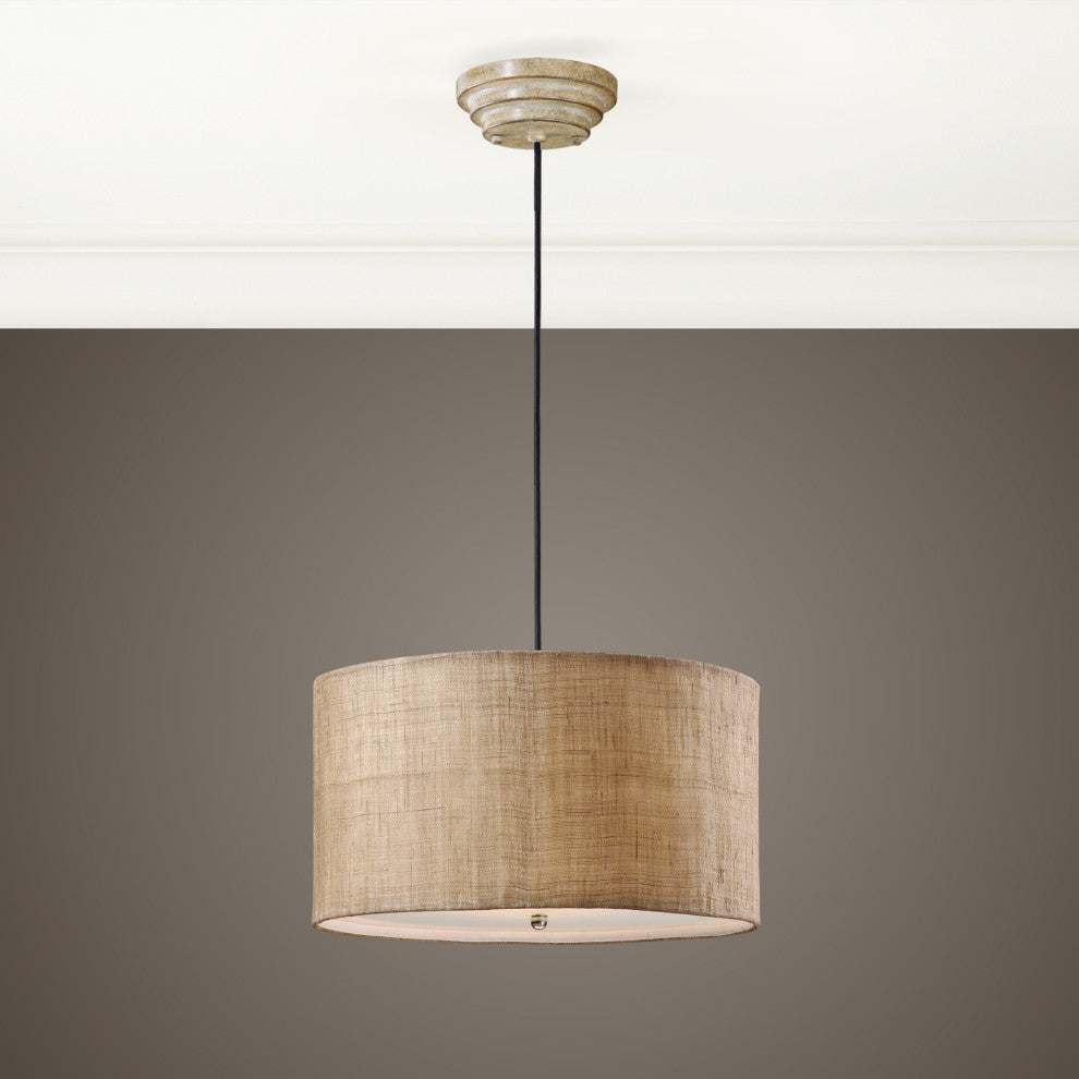 Uttermost Dafina 3-Light Burlap Drum Pendant