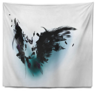 Black Wings Abstract Wall Tapestry, 60"x50"