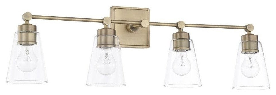4 Light Vanity, Aged Brass