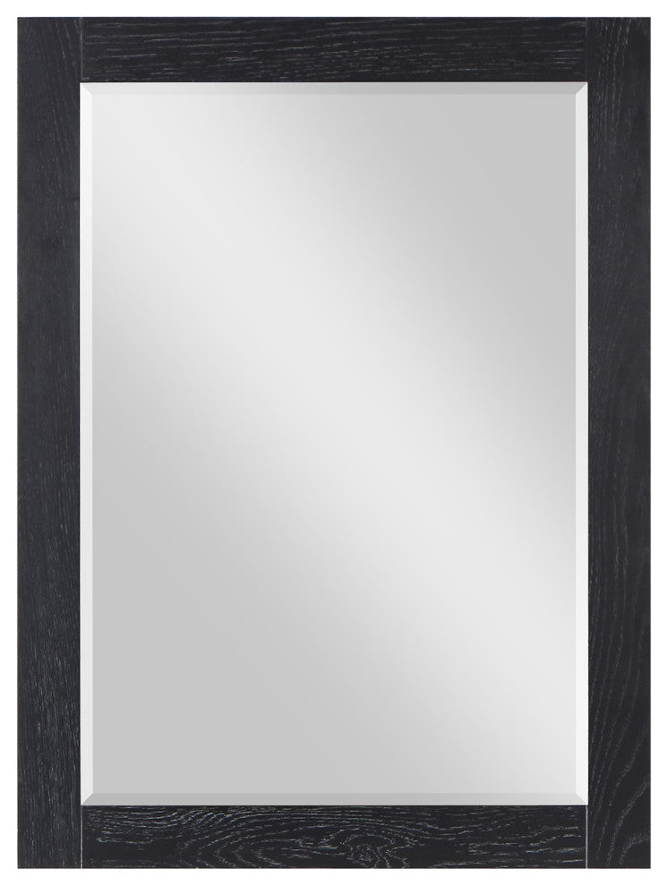 Ivy Rectangular Bathroom Wood Framed Wall Mirror, Black Oak, 28"