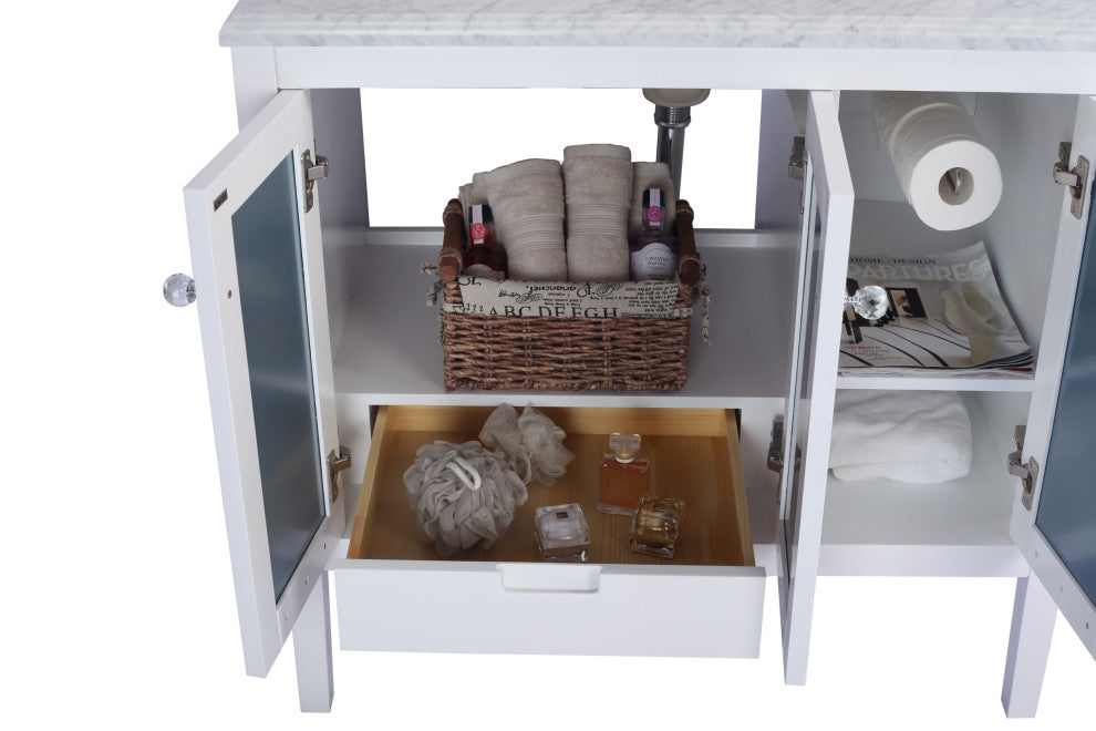 Laviva 313MKSH-36W-WS Mediterraneo 36" White Bathroom Vanity with White Stripes