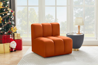 Arc Upholstered Modular Component, Cognac, 1-Piece: Straight Chair, Velvet