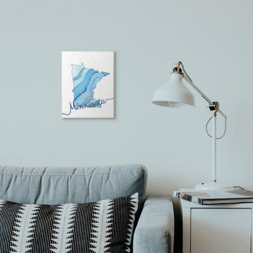 Stupell Industries Minnesota Agate Blue US State Design, 10 x 15