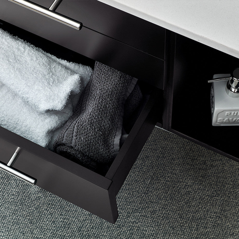 48" Espresso Wall Hung Double Undermount Sink Bathroom Vanity, Medicine Cabinet