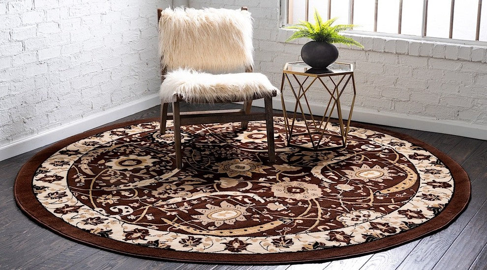 Country and Floral Kashan 9'x12' Rectangle Chestnut Area Rug
