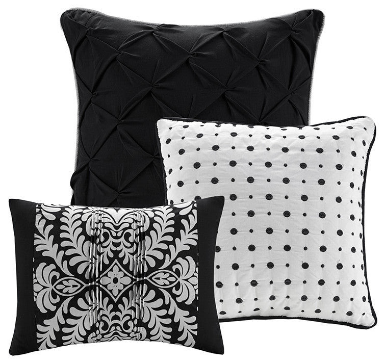 Madison Park Vienna Traditional 7-Piece Cotton Comforter Set, Black