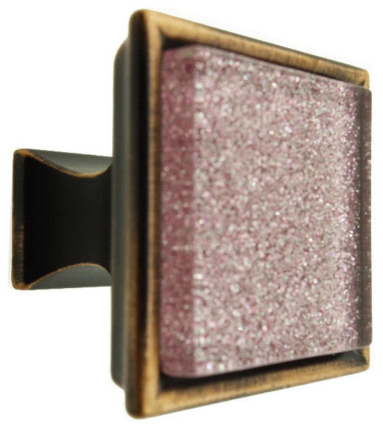 Sparkling Amethyst Puprle Sand Crystal Glass Oil Rubbed Bronze Classic Knob