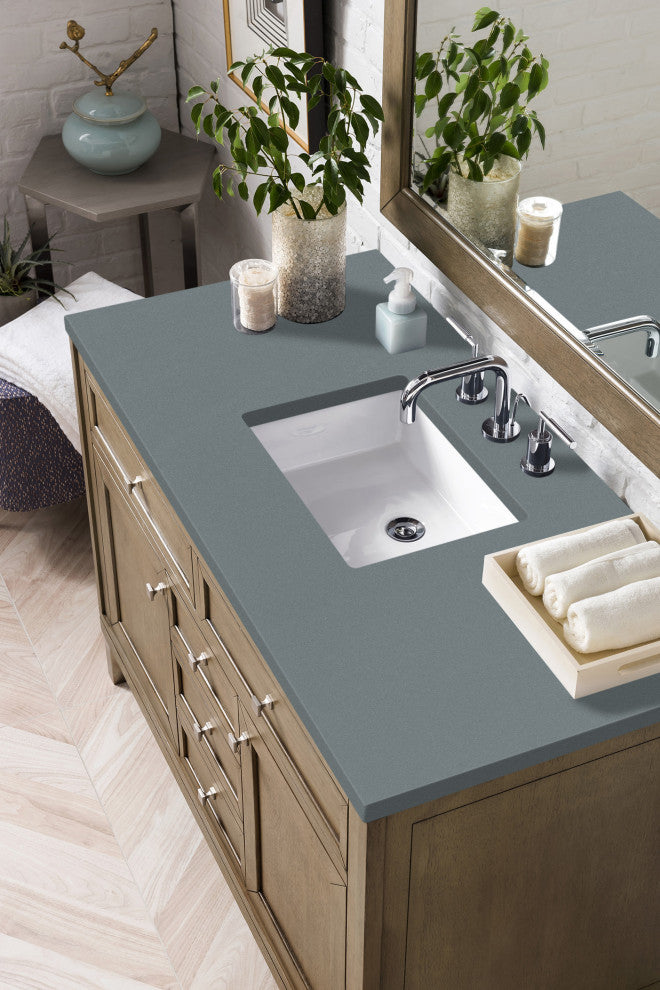 James Martin 305-V48-WWW-3CBL 48" Single Vanity White Washed Walnut Quartz Top