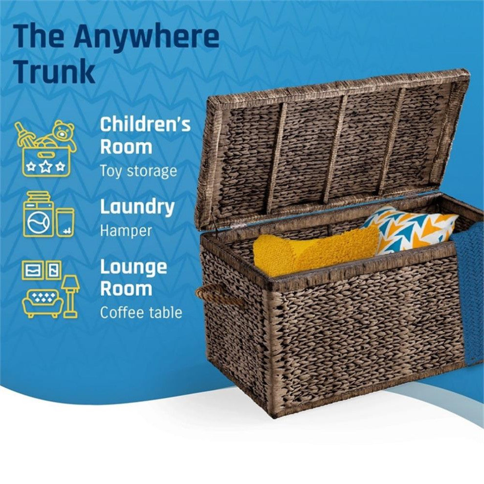 Click365 Storage Trunk Farmhouse Style Large Deep Woven Black Washed Wicker