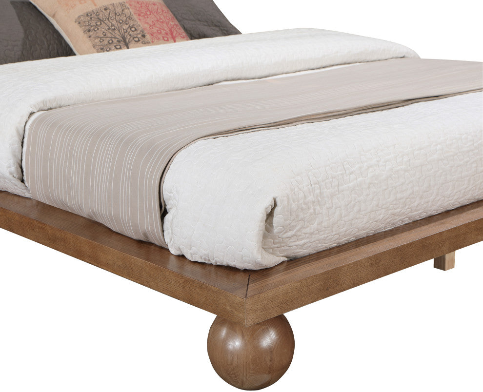 Kent Solid Ash Wood Bed, Walnut, Queen