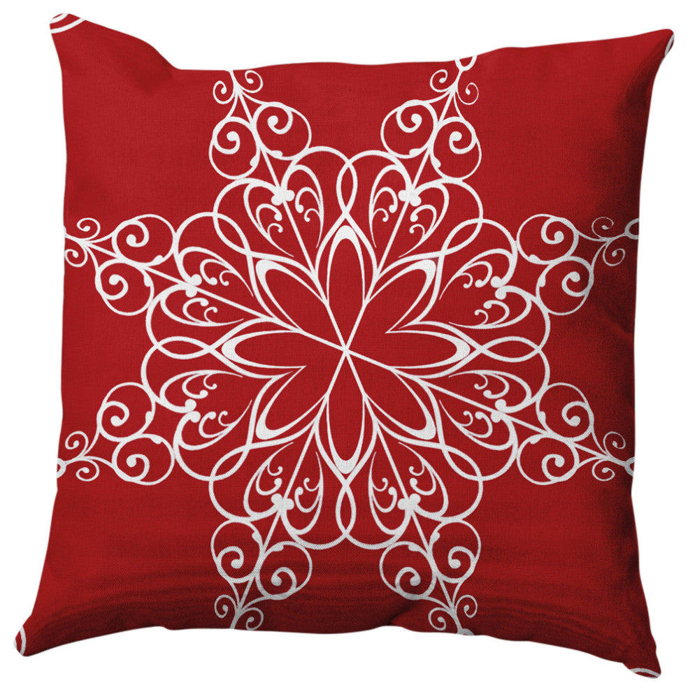 Snowflake Decorative Throw Pillow, Bright Red, 18"x18"