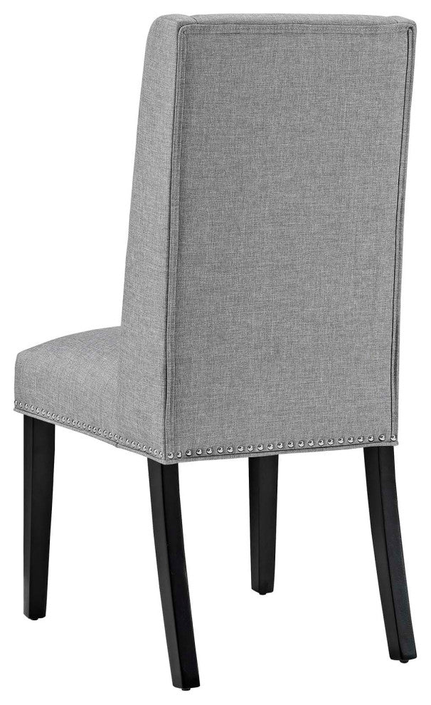 Dining Room Side Dining Chair, Set of Four, Fabric Wood, Light Grey Gray