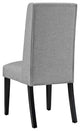 Dining Room Side Dining Chair, Set of Four, Fabric Wood, Light Grey Gray