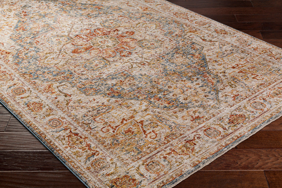 Naila IAL-2317 Red/Blue Multi Machine Woven 6'7" Round Rug