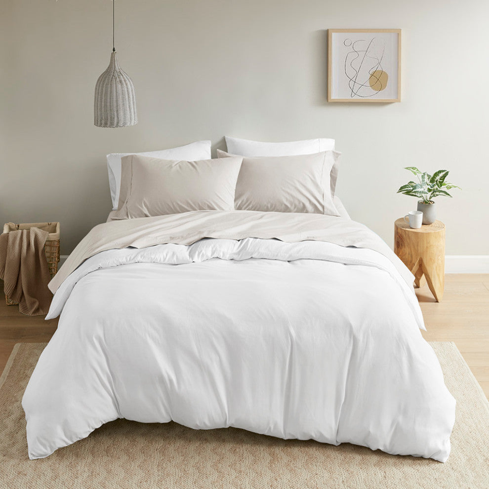 Madison Park Peached Percale Cotton Peached Percale Sheet Set, Ivory