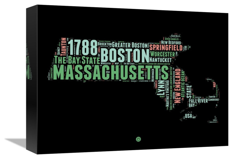 "Massachusetts Word Cloud 1" Fine Art Print
