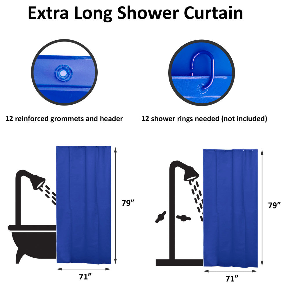 Extra Long Shower Curtain Liner Plastic 71W x 79H, Navy Blue