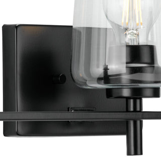 3-Light Clear Glass New Traditional Bath Vanity Light, Matte Black