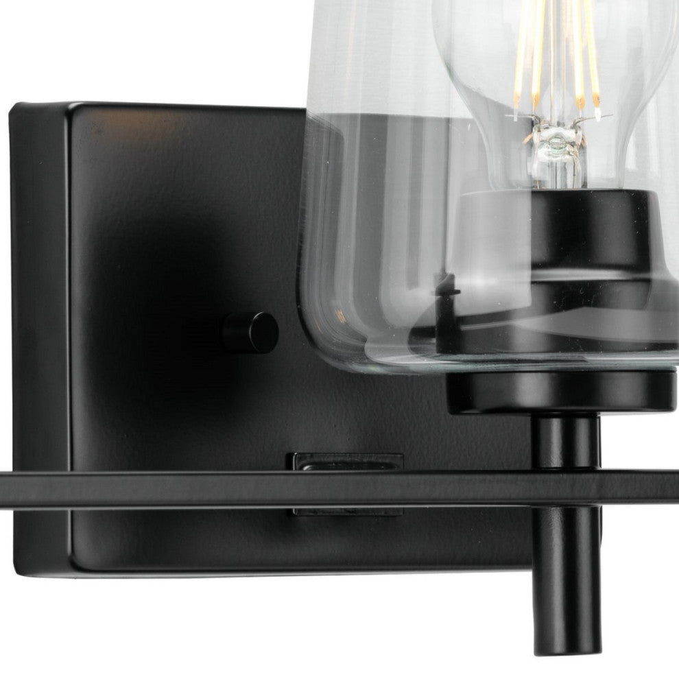 3-Light Clear Glass New Traditional Bath Vanity Light, Matte Black