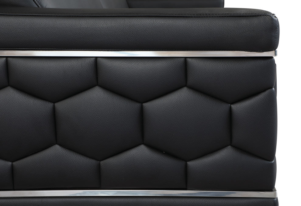Rome Contemporary Genuine Italian Leather Sofa Black