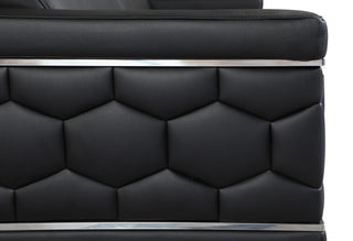 Rome Contemporary Genuine Italian Leather Sofa Black