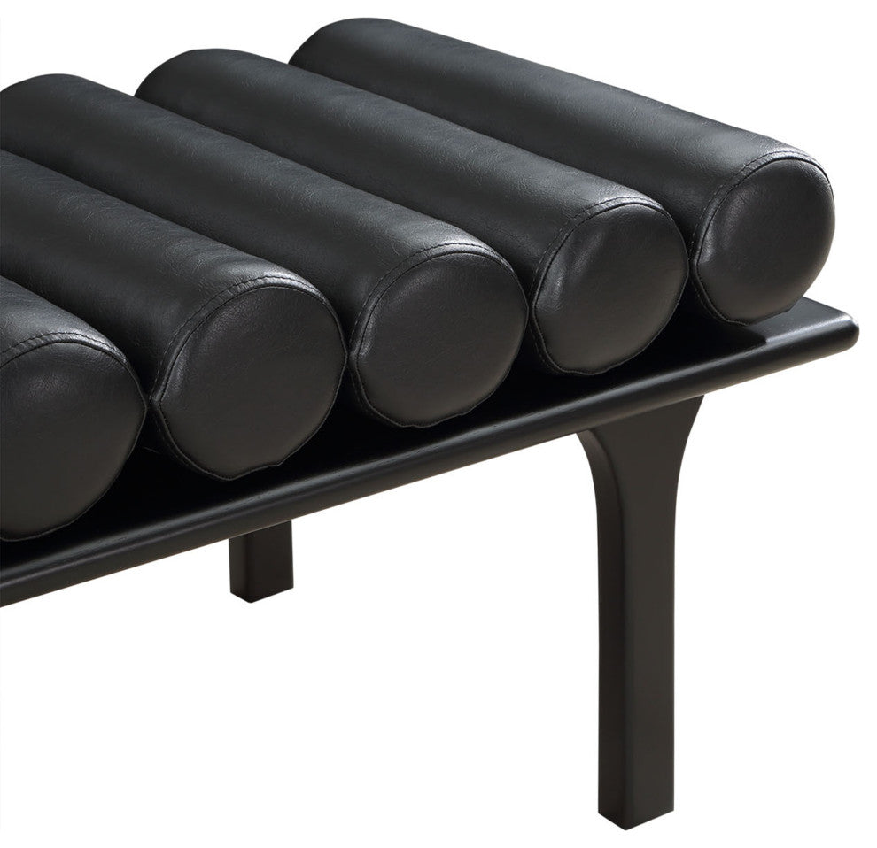 Landon Faux Leather Bench, Black, Black Finish
