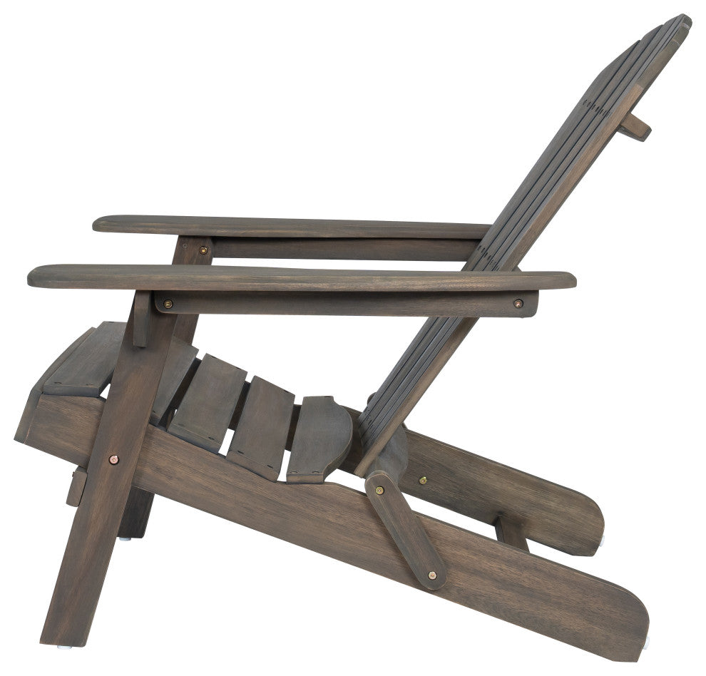 GDF Studio 5-Piece David Outdoor Adirondack Chair Set With Fire Pit, Gray