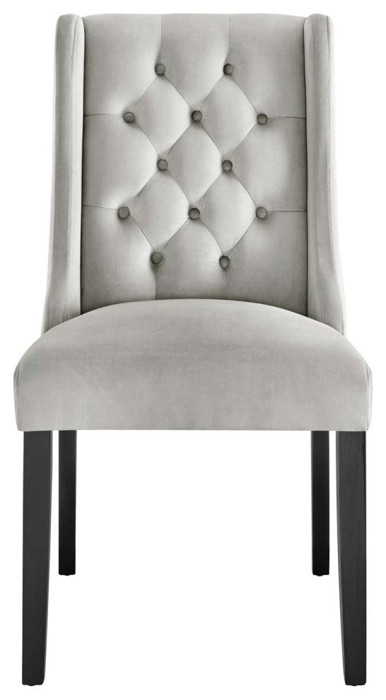 Baronet Performance Velvet Dining Chairs, Set of 2, Light Gray