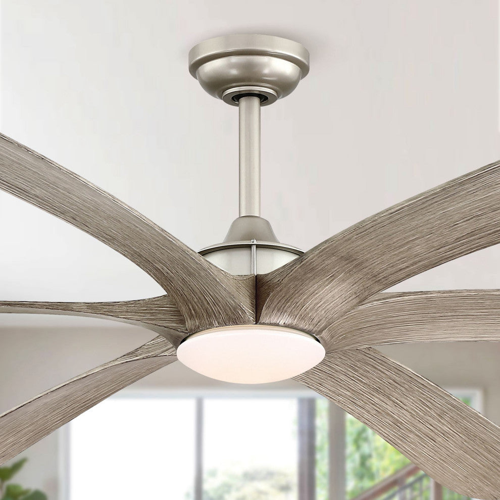 72 in Modern Ceiling Fan with LED and Remote Control in Painted Nickel