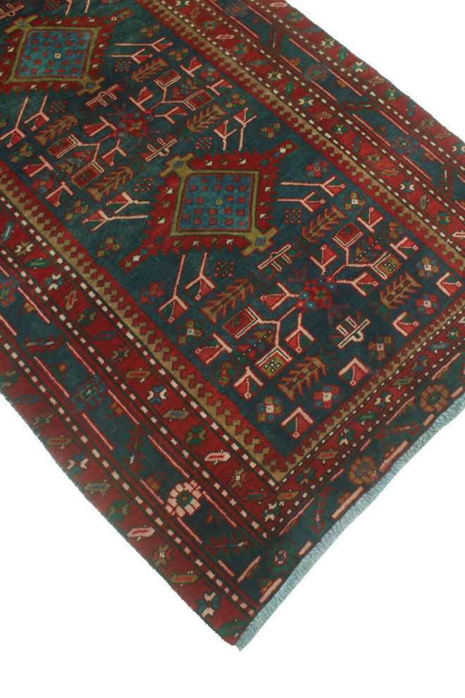Fine Vintage Distressed Clarissa Navy/Red Runner, 3'7x13'5