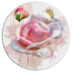 Pink Rose Flower With Paint Splashes, Floral Round Wall Art, 11"