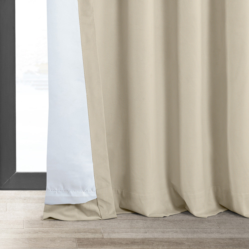 Signature Ecru Blackout Velvet Curtain Single Panel, 50"x96"