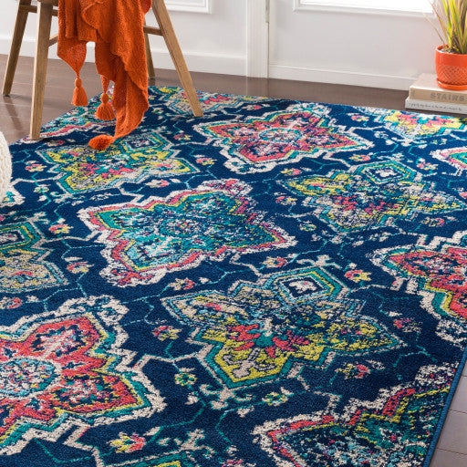 Surya Paramount PAR-1104 7'10"x11'2" Rug, Blue/Fuschia/Orange/Teal/Cream/Gray