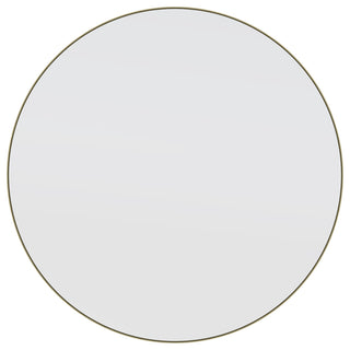 Round Black 32" Stainless Steel Framed Mirror, Satin Brass