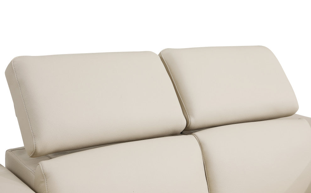 Prato Genuine Italian Leather Modern Sofa and Loveseat, Beige
