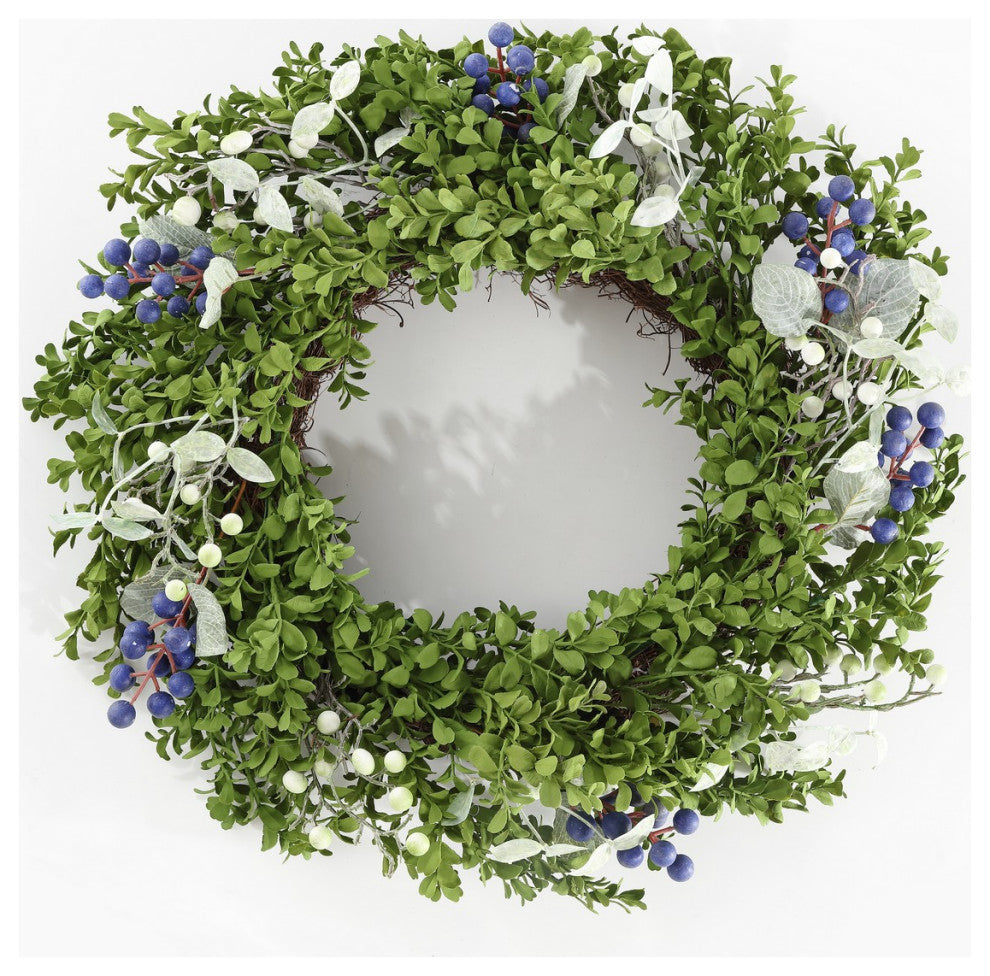 Safavieh Faux 24" Boxwood and Berry Wreath