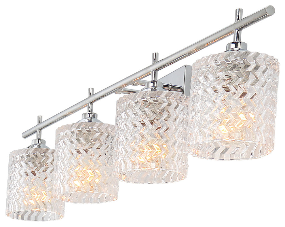 Vanity Art Modern Crystal Cut 4-Light Vanity Fixture, Chrome