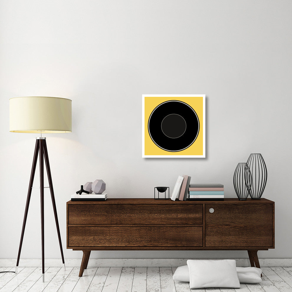 "Mealtime: Black on Yellow - Plate" Digital Paper Print by BG.Studio, 26"x26"