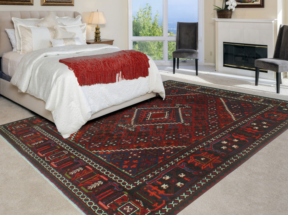 Fine Vintage Distressed Amie Red/Charcoal Rug, 6'9x10'0