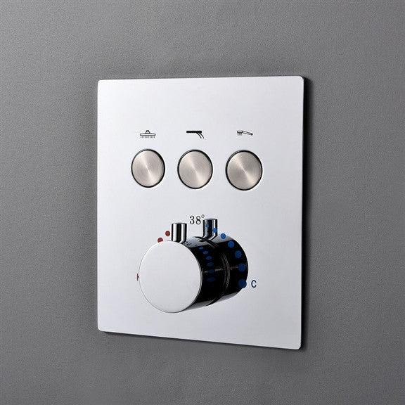 Chrome 20*40in Rainfall Shower System, Handheld Shower & 3 Body Jets, Non LED