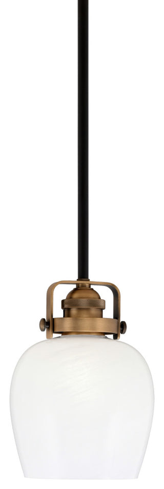 Easton 1 Light Mini Pendant Matte Black & Brass Finish With 6" Marble