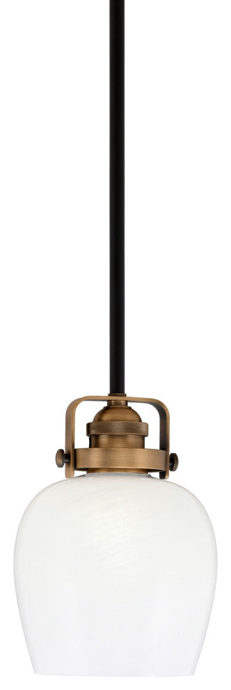 Easton 1 Light Mini Pendant Matte Black & Brass Finish With 6" Marble