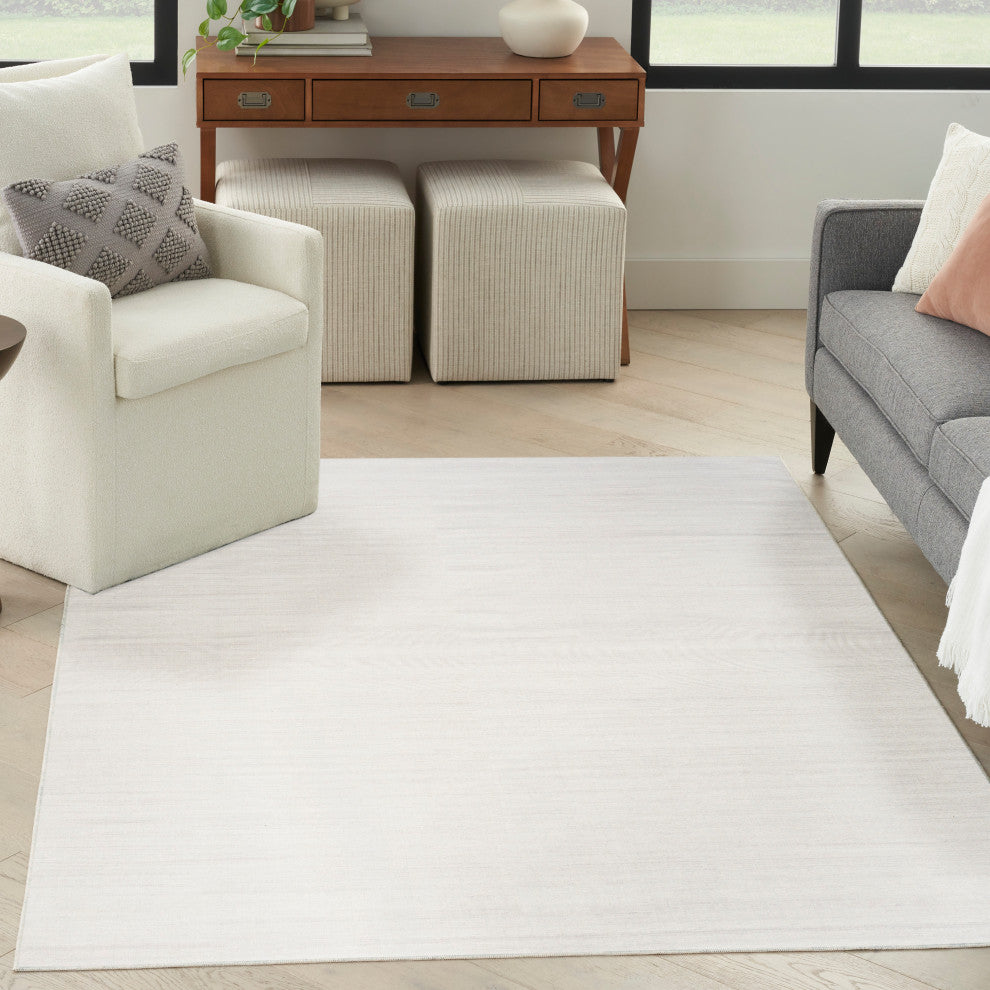 Nourison Washable Essentials 4' x 6' Ivory Grey Modern Indoor Rug
