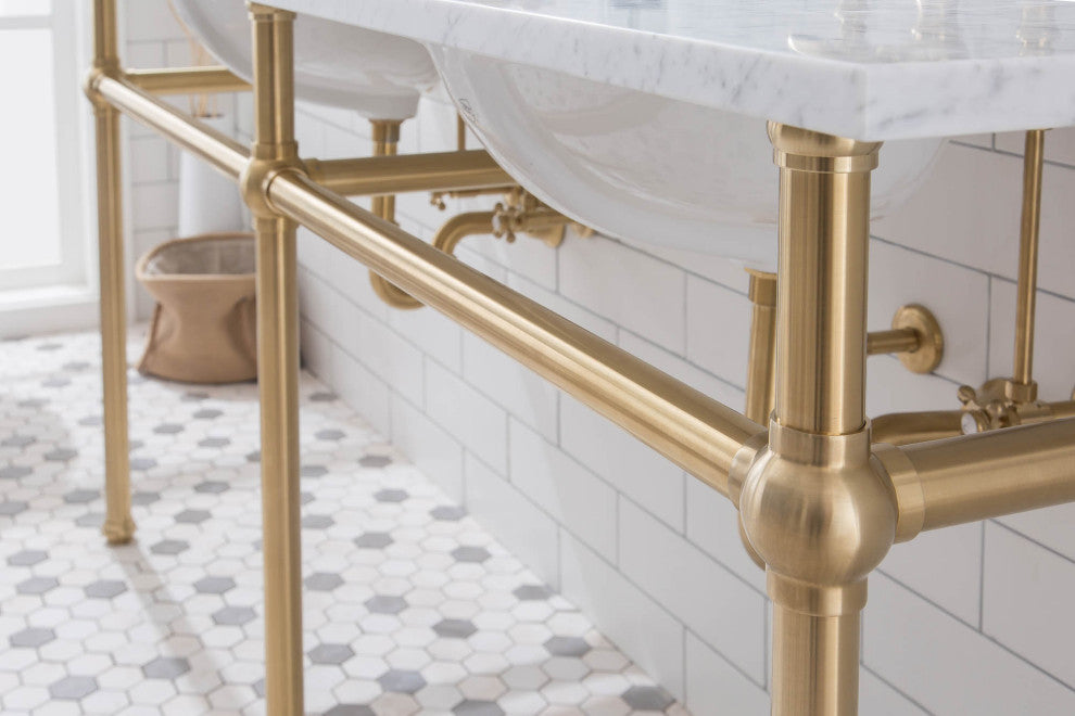 Embassy 72" Double Wash Stand, P-Trap, Countertop With Basin, Faucet, Mirror