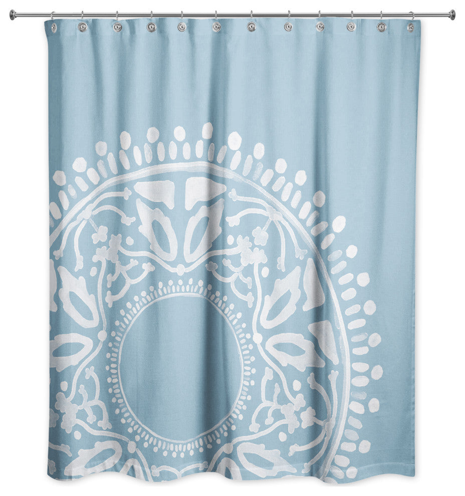 Blue Boho Circle 71x74 Shower Curtain