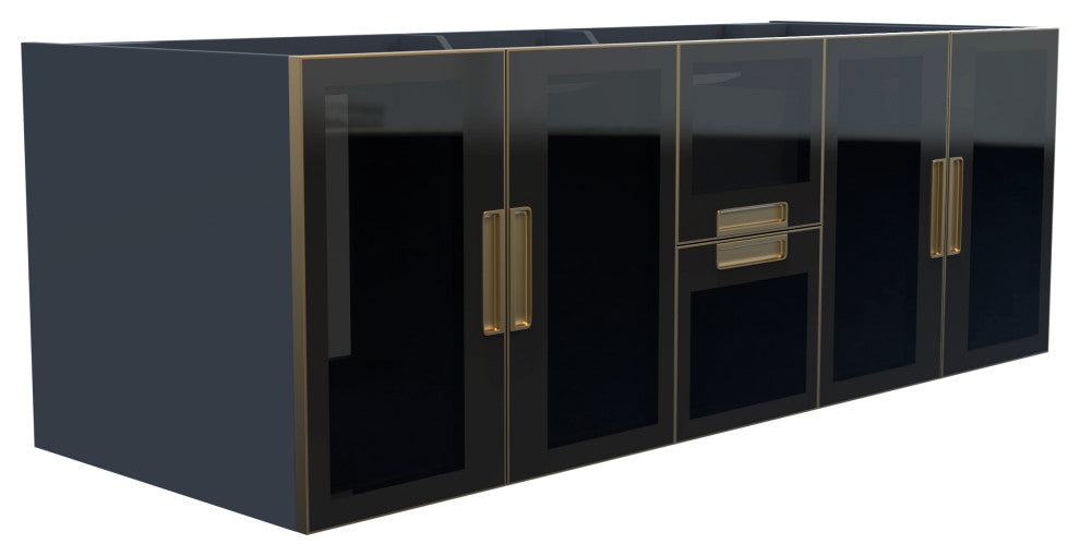 CastelloUSA Solaria Glass Facade Floating Vanity, 60", No Top, Base Only
