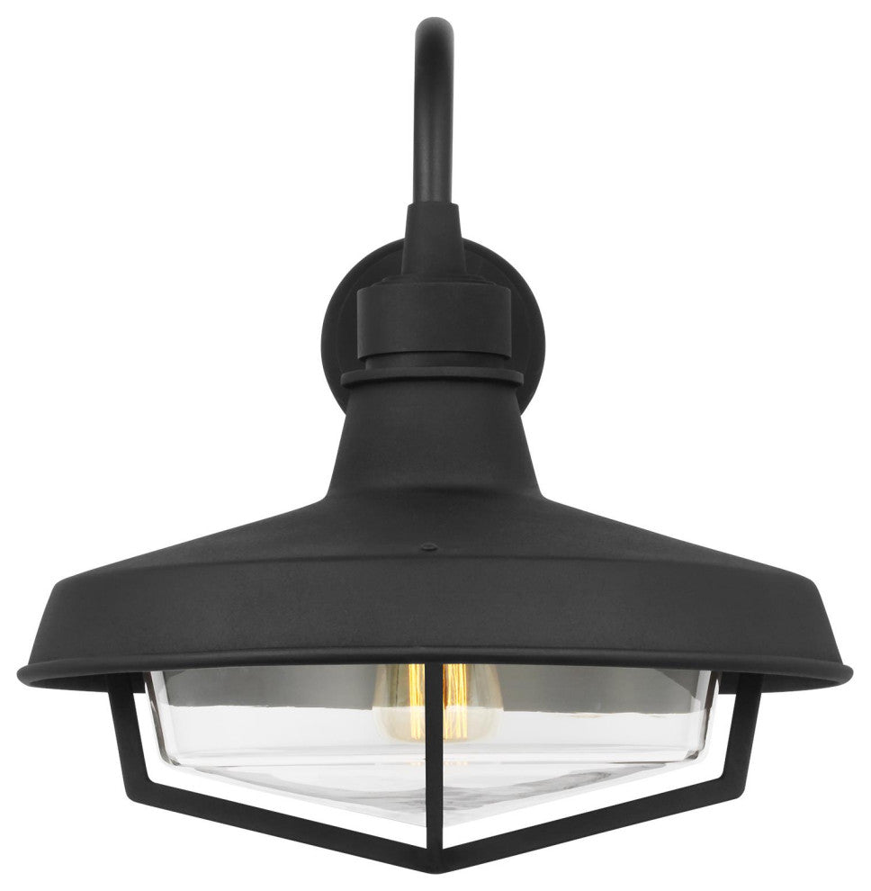 Hollis 1-Light Outdoor Exterior Large Wall Lantern Sconce Light, Textured Black